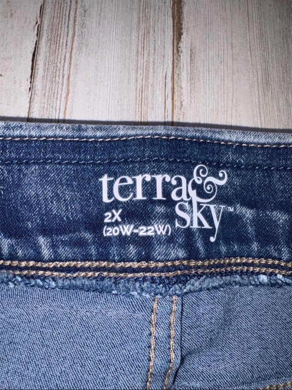 Terra & Sky  Jeggings Skinny Hgh Rise Washed Blue Size 2X (20-22W) - Picture 5 of 12